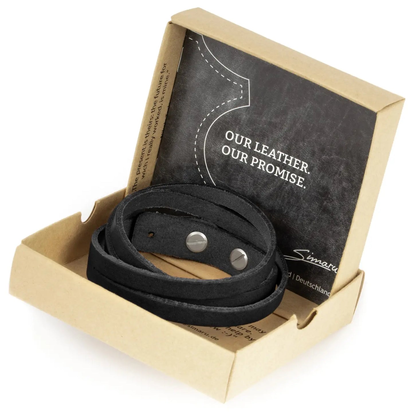 Simaru Nieten Lederarmband schwarz