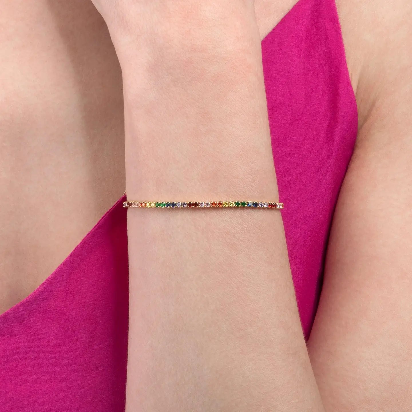 Namana - Vergoldetes Tennisarmband - 18K, 925er Silber, Bunt
