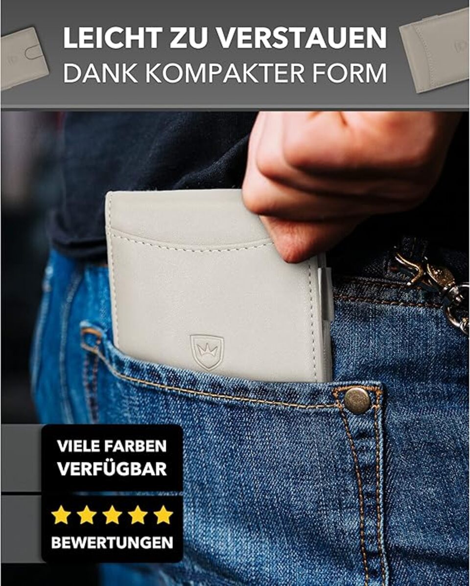 Kronenschein Slim Wallet mit Münzfach & RFID Schutz Grau