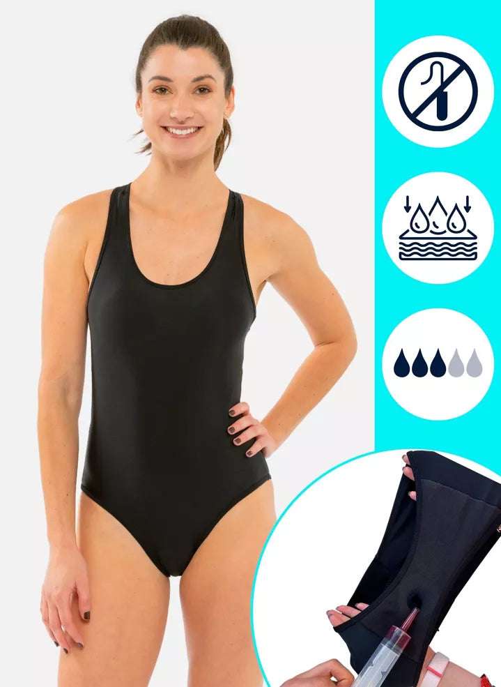 Sorio® Menstruationsschwimmbadeanzug Lola – Komfortable Bademode - Größe S
