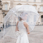 SMATI Großer transparenter Golf-Regenschirm in Weiß - Ideal für Hochzeiten