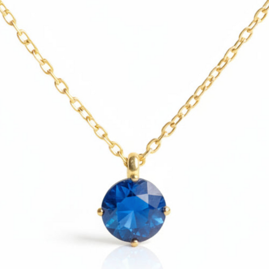 namana Halskette – 925er Silber vergoldet mit blauem Zirkonia