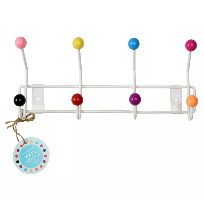Rex London Wandhaken Gumball 8 Haken 30,5 cm – Garderobenhaken mit bunten Gummikugeln