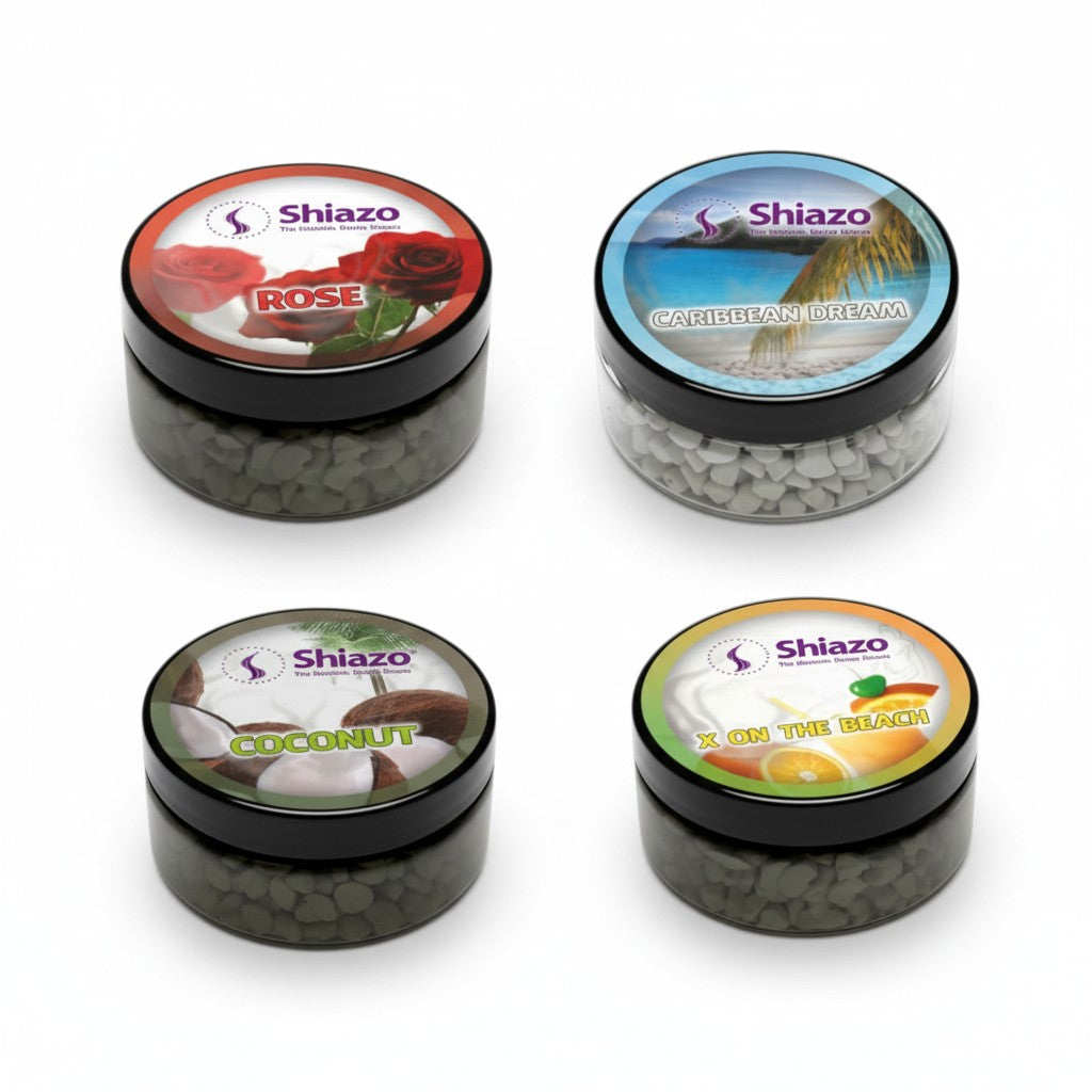Shiazo Steine Honeymoon Suitcase – 4 x 100 g, Coconut, Rose, X on the Beach, Caribbean Dream