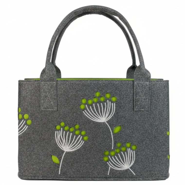 GILDE Filztasche Dillblüte Dunkelgrau 41x28x26 cm Einkaufstasche Filz reißfest