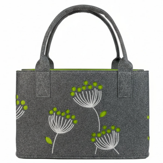 GILDE Filztasche Dillblüte Dunkelgrau 41x28x26 cm Einkaufstasche Filz reißfest
