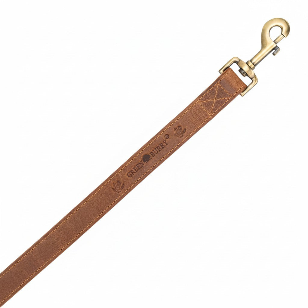 Greenburry Leder Hundeleine verstellbar 190 cm Vintage Braun