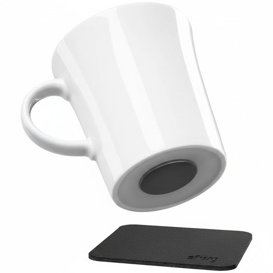 silwy® Magnet Porzellan Tassen 2er Set mit Nano-Gel-Pads Schwarz