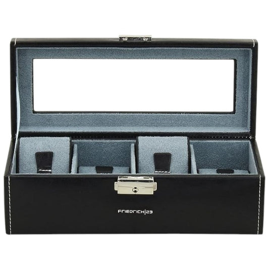 Friedrich23 Uhrenkoffer Bond mit Glasdeckel für 10 Uhren - schwarz