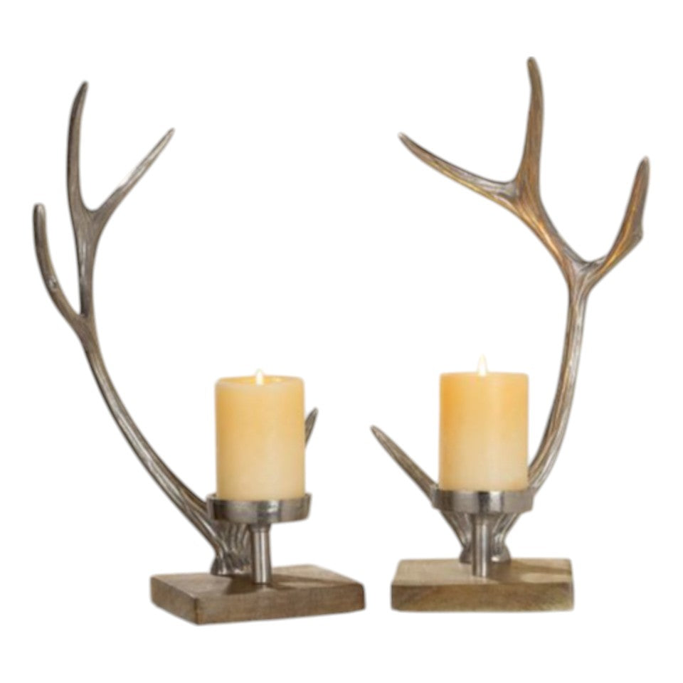 GILDE Kerzenständer Geweih 2-teiliges Set