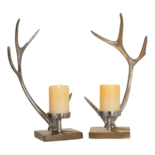 GILDE Kerzenständer Geweih 2-teiliges Set
