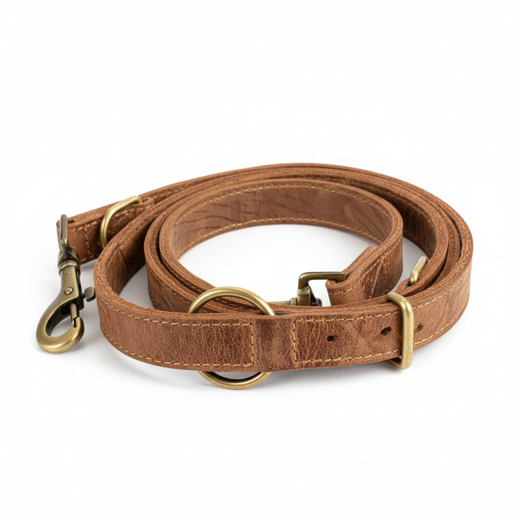 Greenburry Hundeleine Rindsleder – 200 cm, 3-fach verstellbar