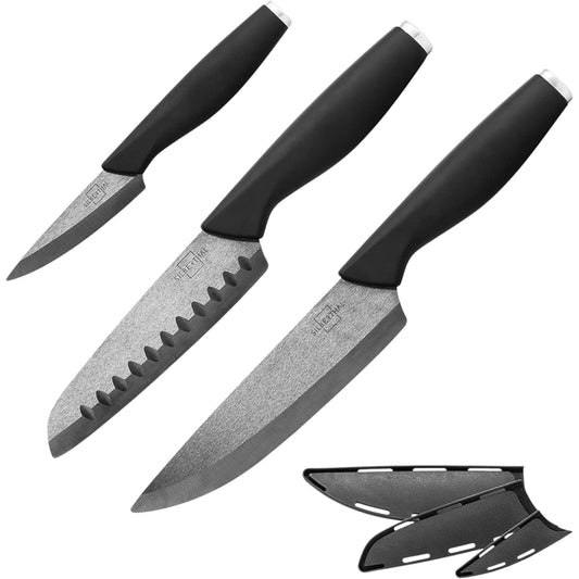 Silberthal 3-teiliges Keramikmesser Set mit Klingenschutz