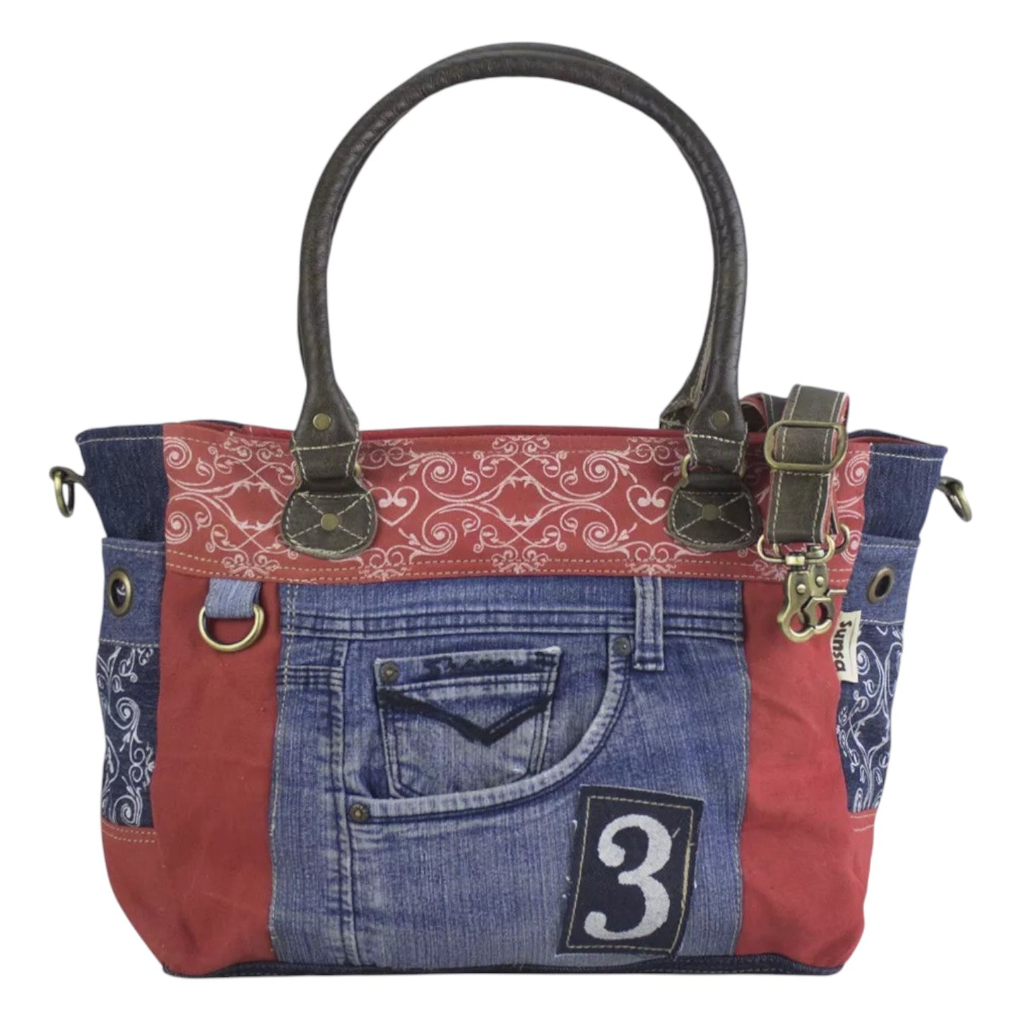 Sunsa Damen Große Crossbody Schultertasche rot/blau