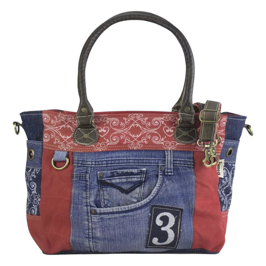 Sunsa Damen Große Crossbody Schultertasche rot/blau