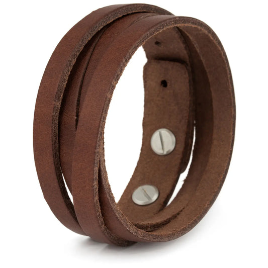 Simaru Nieten Lederarmband dunkelbraun