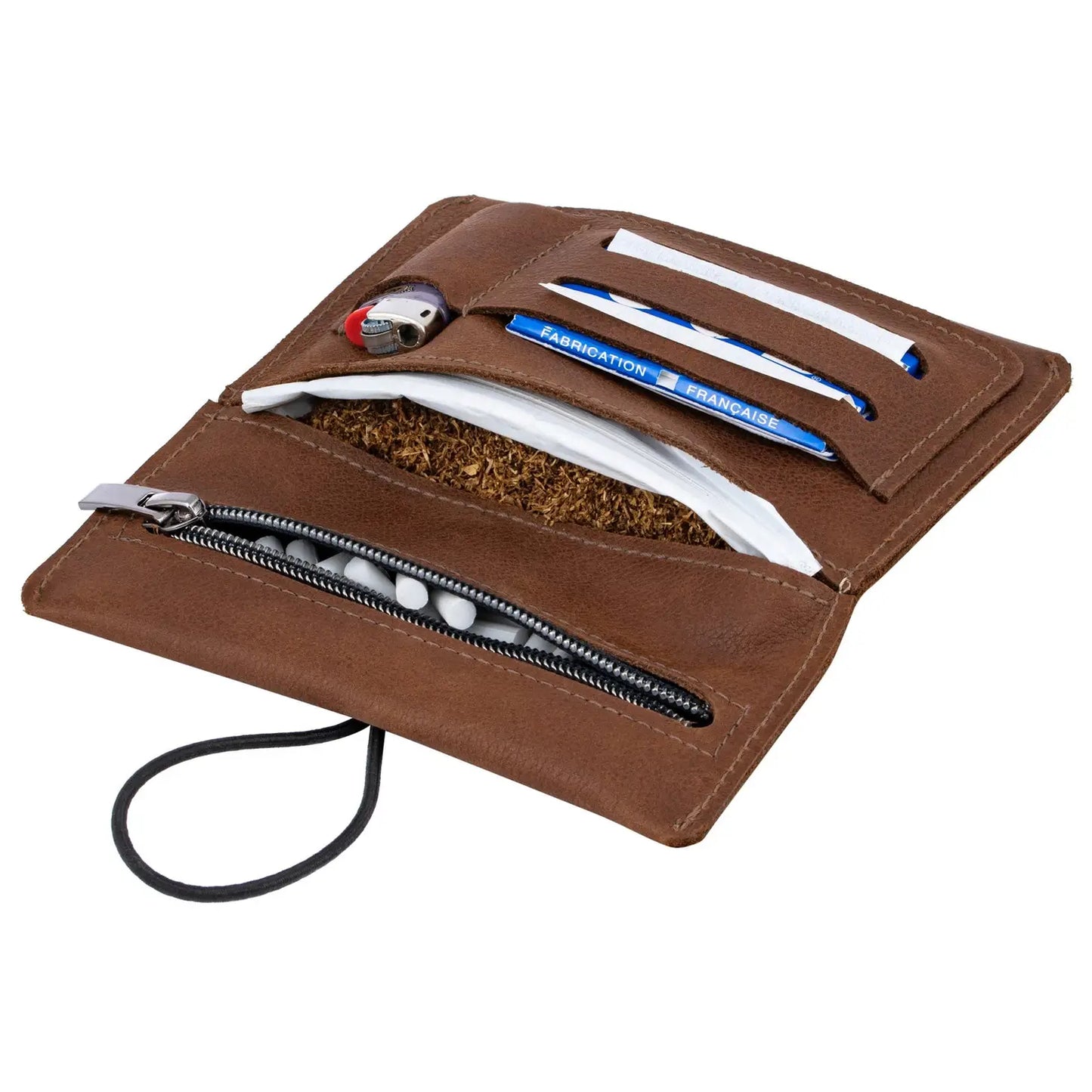 Simaru Echtleder-Tabaktasche - schwarz