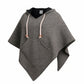 virblatt Wollponcho Grau mit Kapuze & Fleece – Damen Herren Outdoor Winter Poncho Abajo XXL