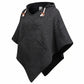 virblatt Wollponcho Damen schwarz mit Kapuze & Fleece-Innenseite – Schafswolle – Größe S/M