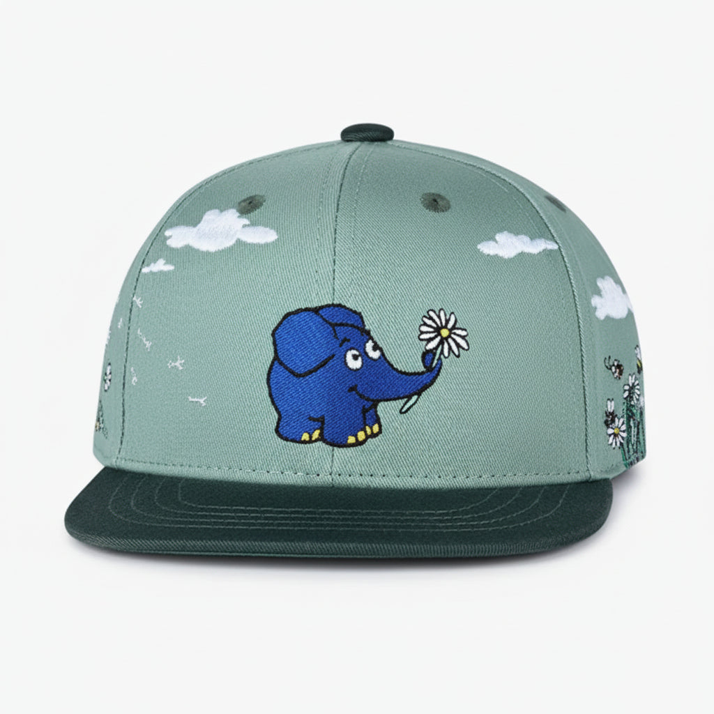 koaa Der Elefant Frühling Snapback – Kinder Basecap 3–8 Jahre, Grün