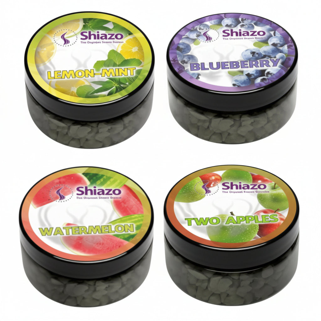 Shiazo Steine Top Selection – 4x100 g, Blaubeere, Wassermelone, Apfel & Zitrone-Minze