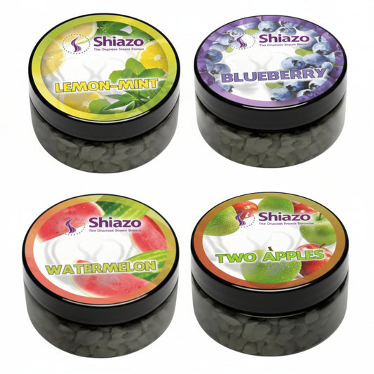 Shiazo Steine Top Selection – 4x100 g, Blaubeere, Wassermelone, Apfel & Zitrone-Minze