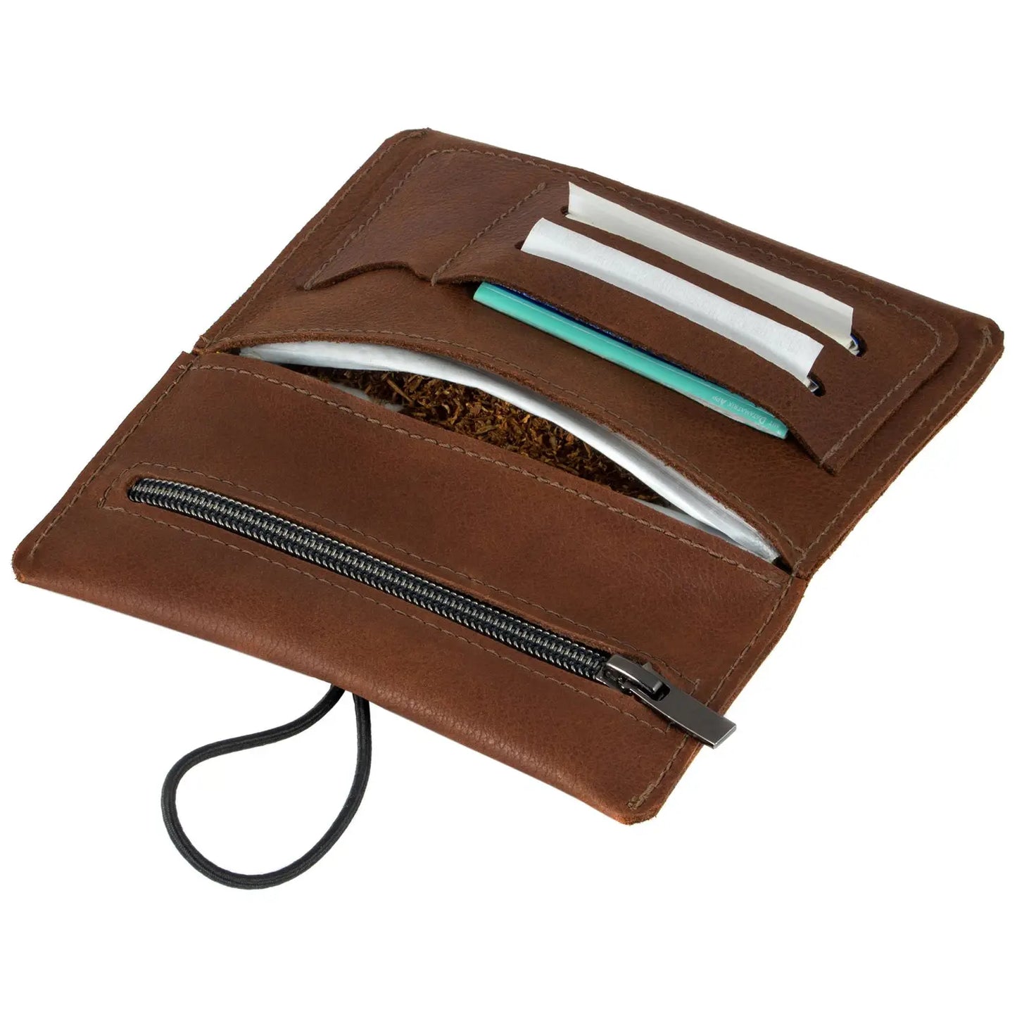 Simaru Echtleder-Tabaktasche - schwarz