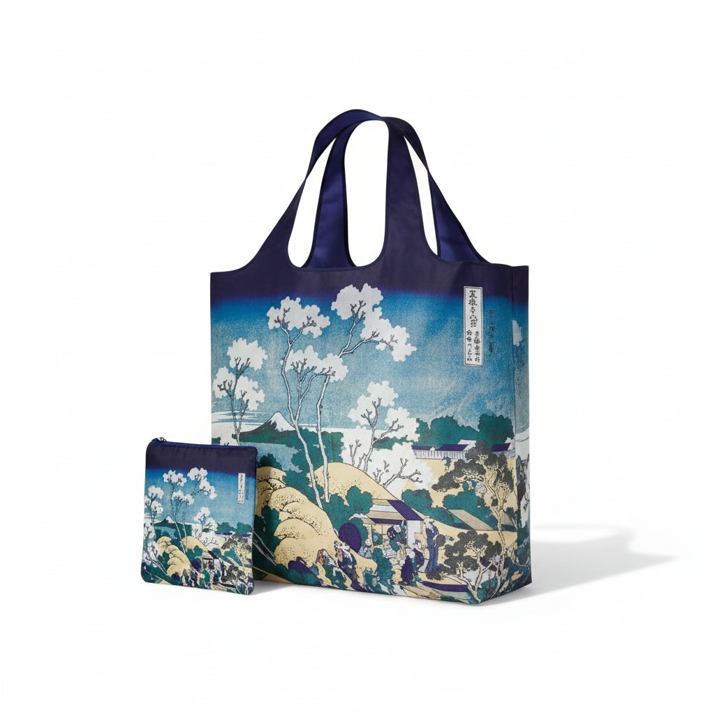 LOQI Einkaufstasche Hokusai Mt. Fuji 50x42 cm – faltbar, 20 kg, OEKO-TEX
