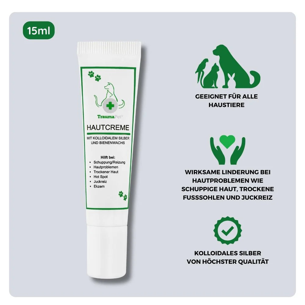 TraumaPet Hautcreme mit kolloidalem Silber & Bienenwachs für Tiere, 15 ml