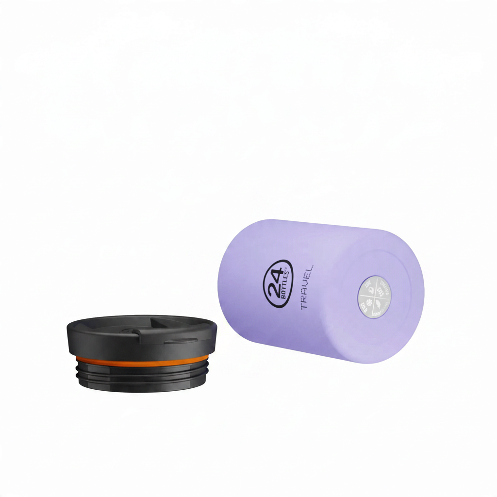 whb-superb 24BOTTLES Travel Tumbler in Violett aus Edelstahl mit schwarzem Sip & Go Deckel, 350ml Fassungsvermögen