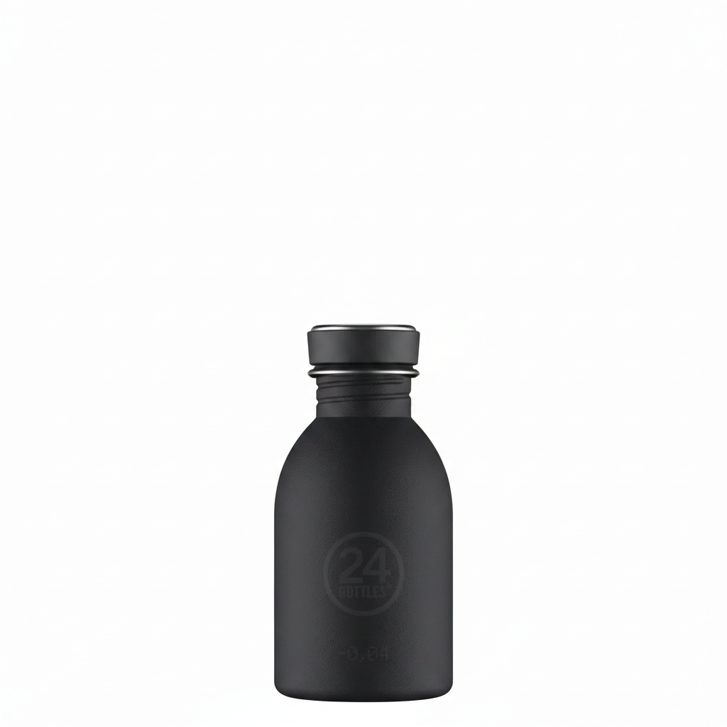 whb-superb 24BOTTLES Urban Trinkflasche 250ml in Tuxedo Black aus Edelstahl mit auslaufsicherem Deckel