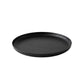 Schwarzes, rundes whb-superb Alessi Design-Tablett aus Stahl mit feiner Reliefstruktur und minimalistischem Stil