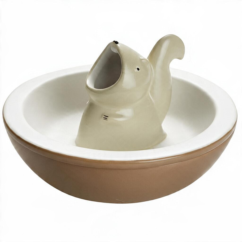 whb-superb balvi Aperitifschale Hungry Squirrel aus Keramik mit integriertem Fach für Nussschalen in Beige und Braun