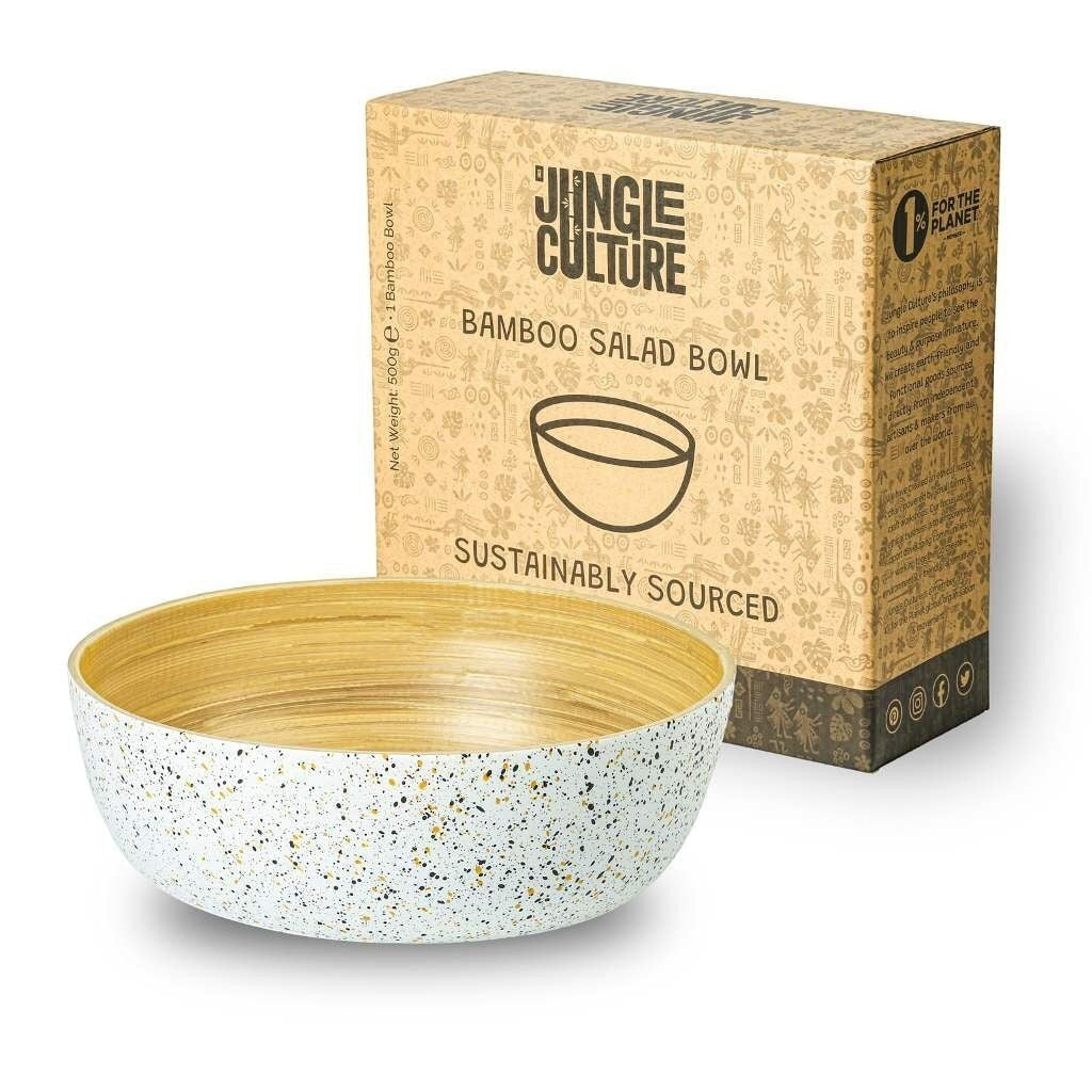 whb-superb Servierschüssel aus Bambus mit Terrazzo-Muster, 18 cm, ideal für Salate und Snacks