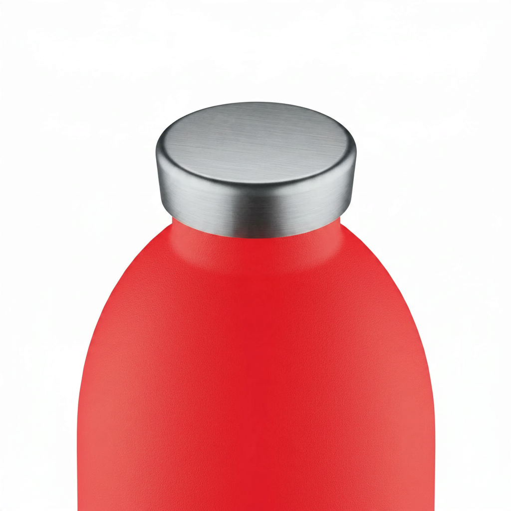 whb-superb 24BOTTLES Clima Thermosflasche in Stone Hot Red aus Edelstahl mit silbernem Verschluss