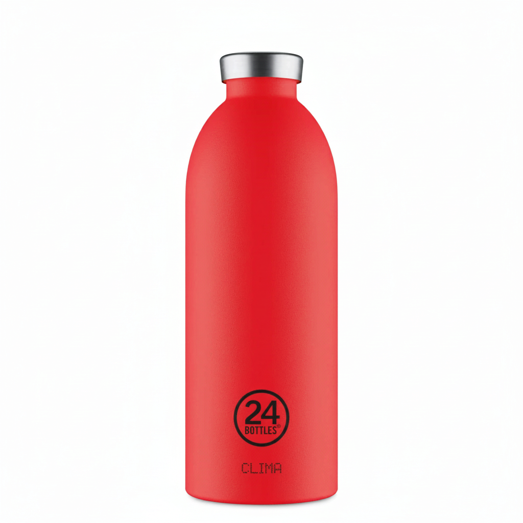 whb-superb 24BOTTLES Clima Thermosflasche 850 ml in Stone Hot Red aus Edelstahl mit versiegeltem Deckel