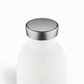 whb-superb 24BOTTLES Clima Trinkflasche in Ice White mit silbernem Metalldeckel, isolierte Edelstahlflasche 330ml