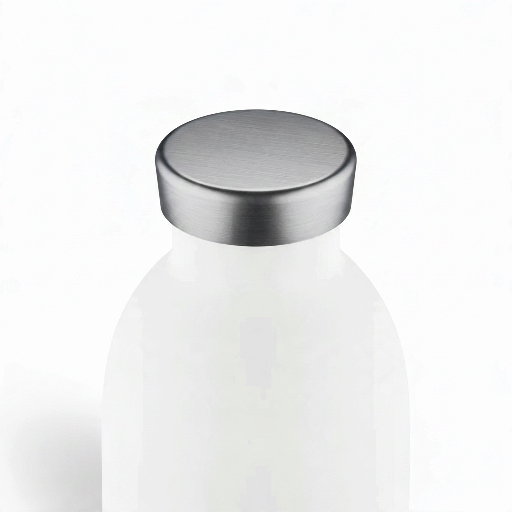 whb-superb 24BOTTLES Clima Trinkflasche in Ice White mit silbernem Metalldeckel, isolierte Edelstahlflasche 330ml