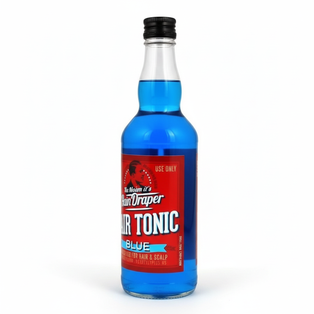 whb-superb Don Draper Hair Tonic Blue in einer 500 ml Glasflasche mit erfrischendem Menthol und Eukalyptus