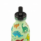 whb-superb 24BOTTLES Edelstahl-Trinkflasche 250 ml mit Dinosaurier-Motiv Jurassic Friends Stone und Strohhalm