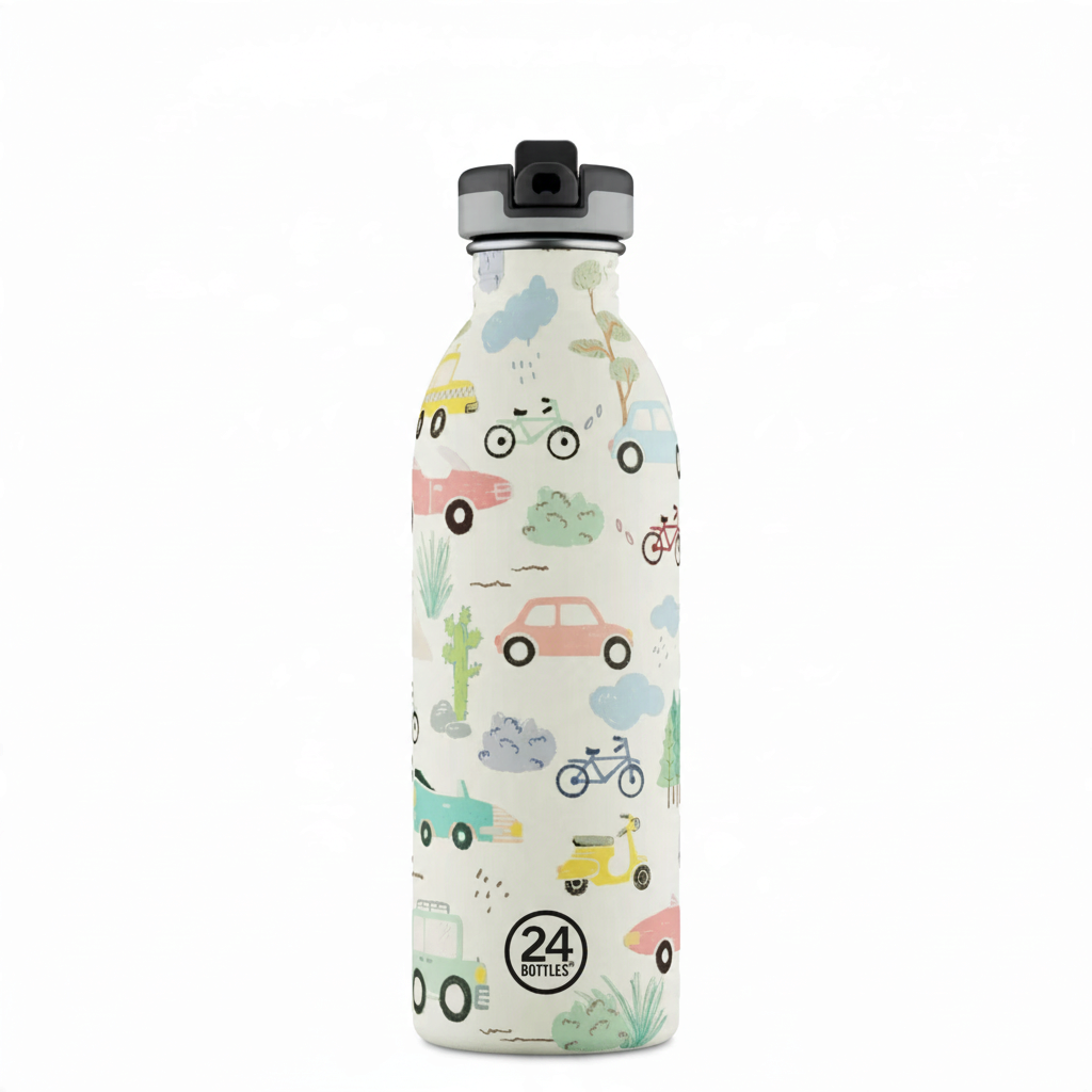 whb-superb 24Bottles Edelstahl Trinkflasche 500 ml mit Adventure Friends Stone Motiv und praktischem Strohhalm