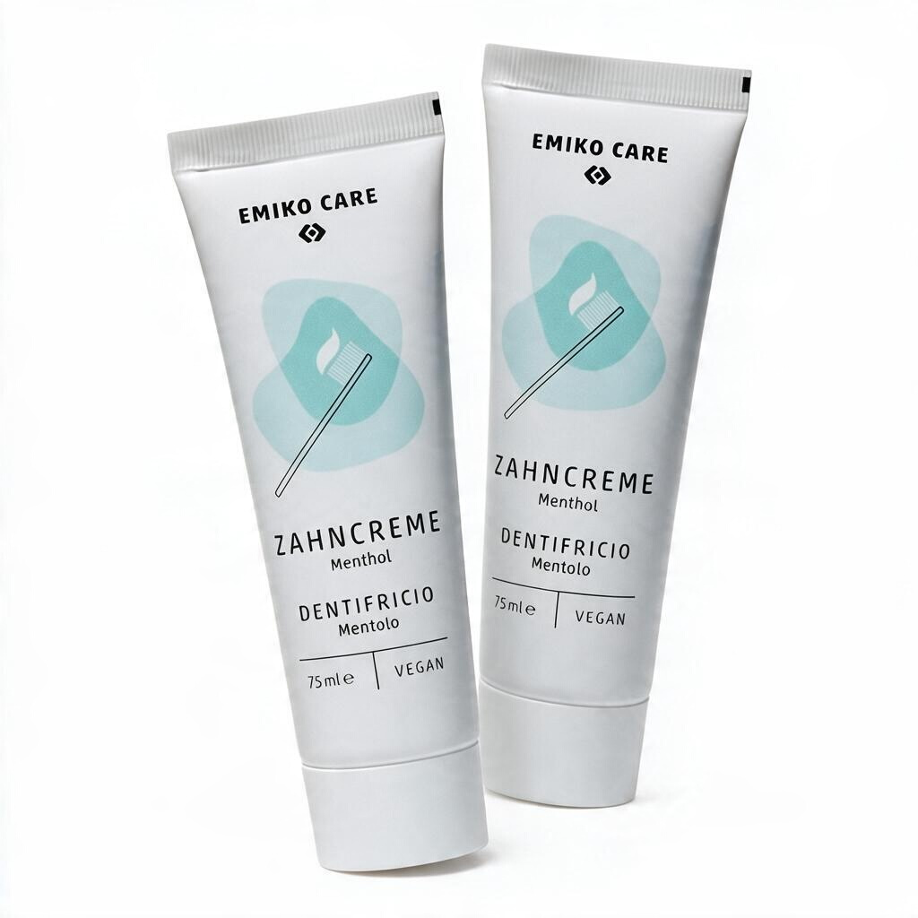 whb-superb Emiko Care Zahncreme Menthol mit Rügener Heilkreide im Doppelpack, vegane Zahnpflege in weißen Tuben