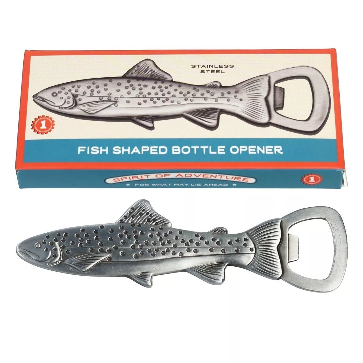 whb-superb Rex London Flaschenöffner aus Edelstahl in Fischform mit passender Geschenkverpackung