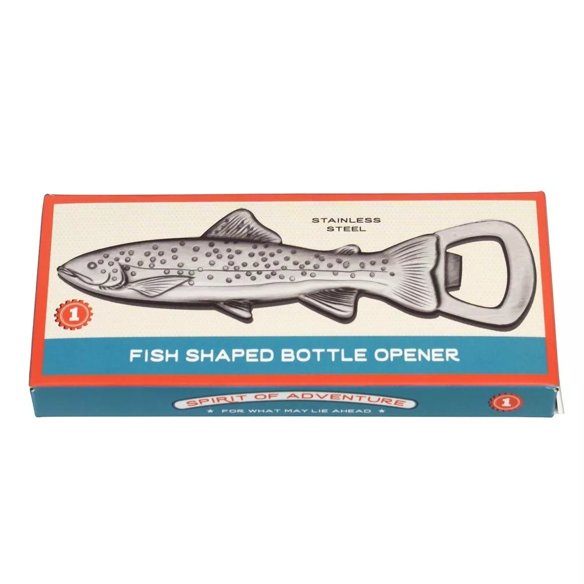 whb-superb Rex London Flaschenöffner aus Edelstahl in Fischform in einer dekorativen Geschenkverpackung