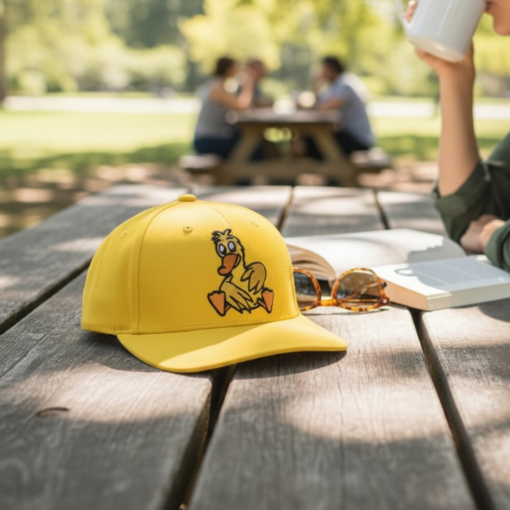 whb-superb gelbe Kinder-Basecap aus Baumwolle mit Ente-Stickerei aus der Sendung mit der Maus für 3- bis 8-Jährige