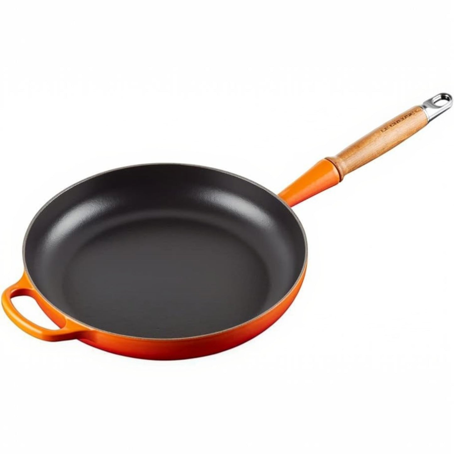whb-superb Signature Bratpfanne aus Gusseisen, 28 cm, Ofenrot, mit Holzgriff und Hilfsgriff, für Induktion geeignet