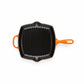 whb-superb Le Creuset quadratische Gusseisen-Grillpfanne in Ofenrot mit Grillrippen für Induktion