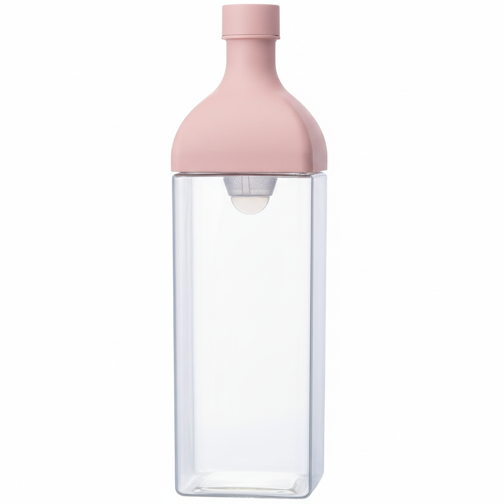 whb-superb Hario Kaltbrau-Teeflasche in Smoky Pink aus Kunststoff mit integriertem Filtereinsatz für 1200 ml Eistee