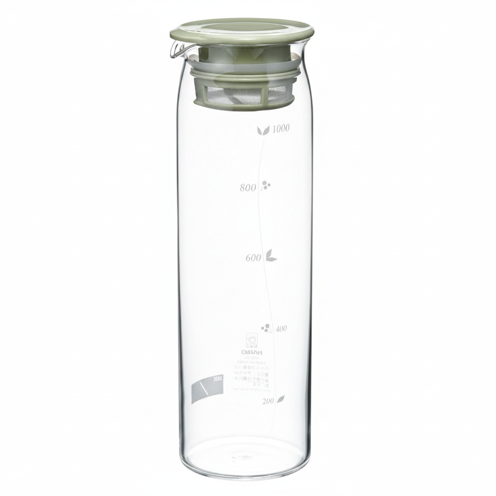 whb-superb Hario Mizudashi Cold Brew Teeflasche aus Glas in Rauchgrün mit 1000 ml Fassungsvermögen und Netzfilter