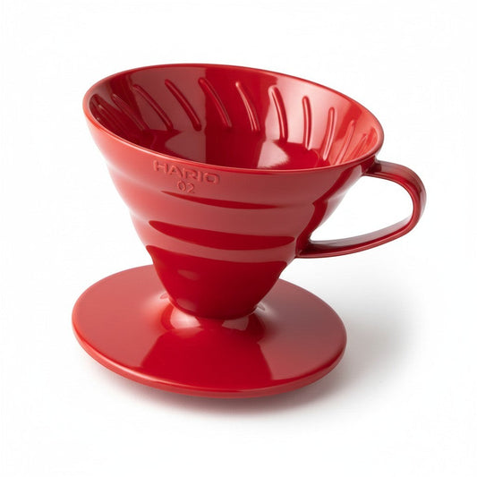 whb-superb HARIO V60 Kaffeefilter in Rot für 1-4 Tassen mit spiralförmigen Rillen für präzises Brühen